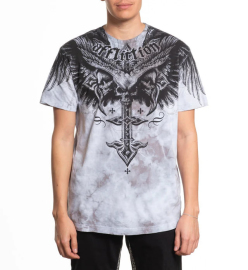 Футболка Affliction Death Eyes Tee Ligth Grey Crystal Wash