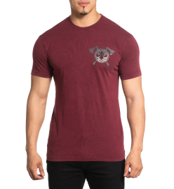 Футболка Affliction Norheim Tee Burgundy Lava Wash